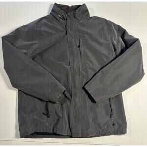 Rugged Elements Mens Jacket L Gray Full Zip Packable Hood Fleece Lined